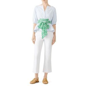 Tanya Taylor Menswear Striped Suma 3/4 Sleeve Tie Waist Blouse Women's Size 4